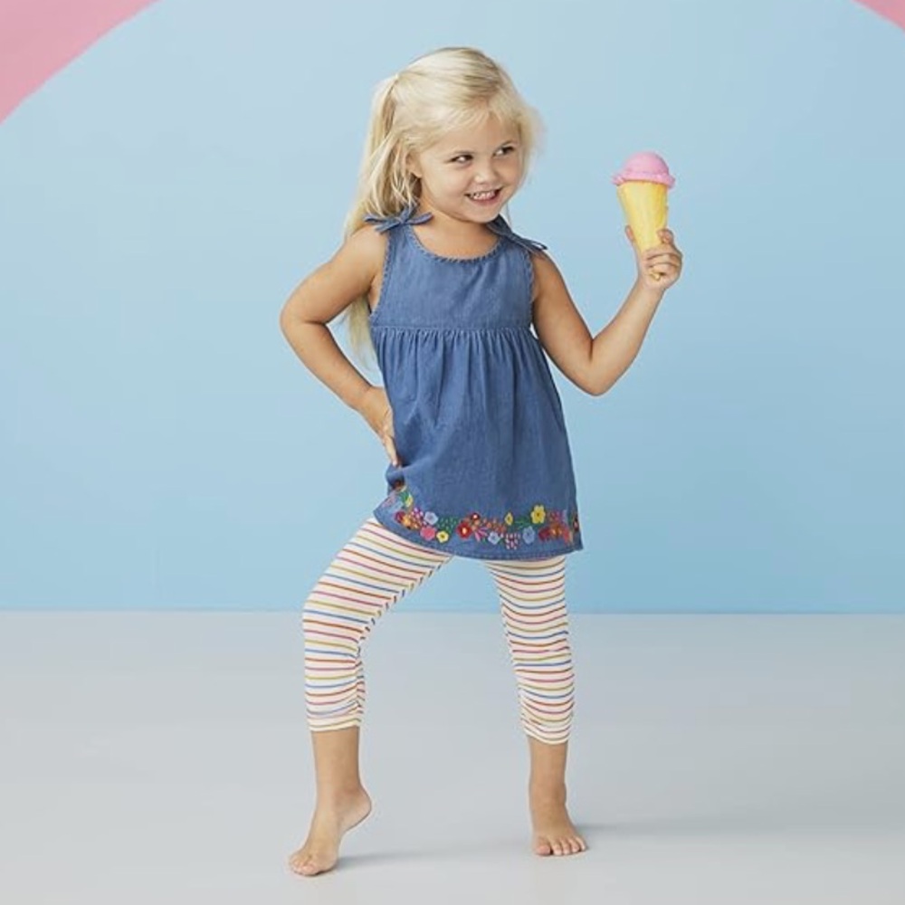 Mud Pie Floral Embroidered Tunic & Leggings Play Set 2T NWT